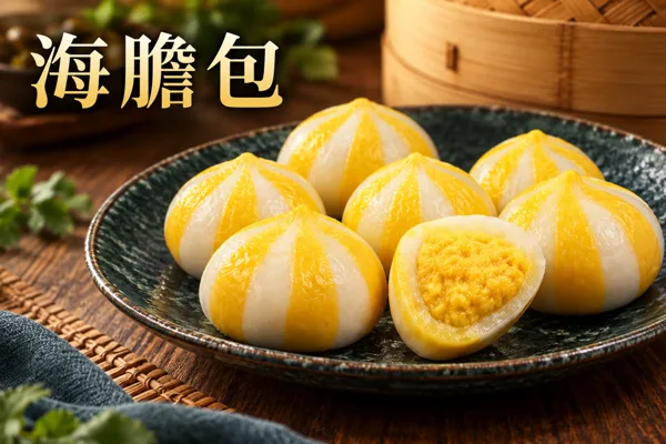 海膽包（剖面）料理情境圖
