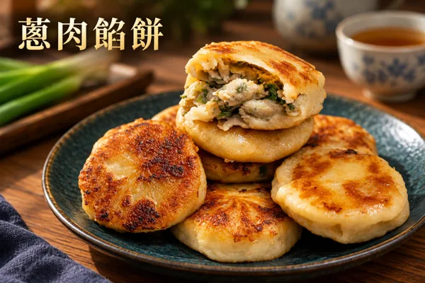 蔥肉餡餅料理情境圖